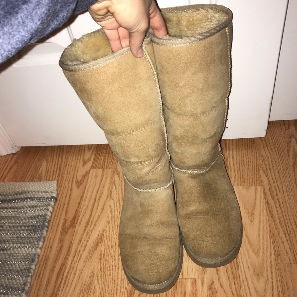 Tall Uggs size 10 sand